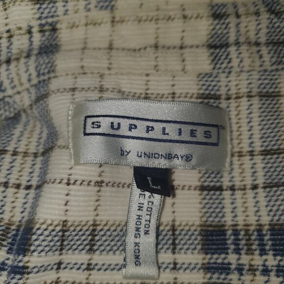 Supplies by Unionbay Men's Size L Cotton Lightweight Shacket Blue Cream Pockets - Picture 5 of 10